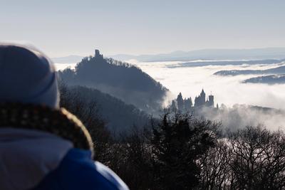 Tiefnebel ?ber dem Rheintal in K?nigswinter - 01.02.2025-stock-foto