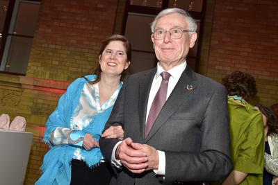 22. H?rfilmPreis 2024 Horst K?hler mit Tochter Dr. ULRIKE KRISTINA K?HLER, 22. Deutscher H?rfilmpreis 2024 in der Haupts-stock-foto