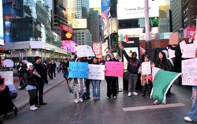 Protest in favor of undocumented immigrant at times square.-stock-photo
