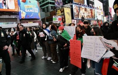 Protest in favor of undocumented immigrant at times square.-stock-photo
