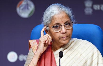 Press Conference Of Union Finance Minister Nirmala Sitharaman  On Union Budget 2025-stock-photo