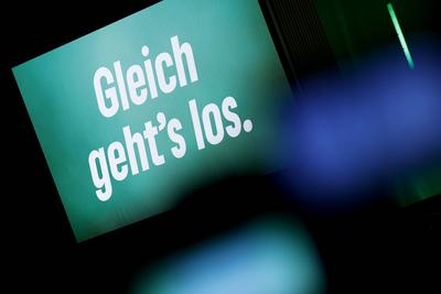 Anzeigetafel bei Wahlkampfauftritt von Robert Habeck-stock-photo