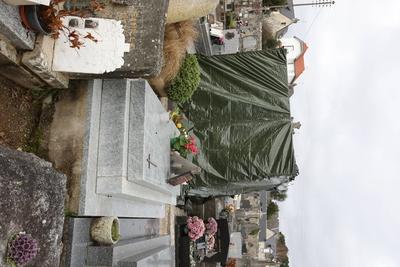 Grave of Jean-Marie Le Pen vandalised - La Trinite Sur Mer-stock-photo