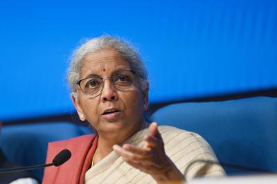 Press Conference Of Union Finance Minister Nirmala Sitharaman  On Union Budget 2025-stock-photo