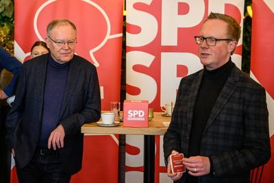 Bundestagswahl 2025 - Stefan Weil (Ministerpraesident des Landes Niedersachsen (SPD) ) in Vechta-stock-foto