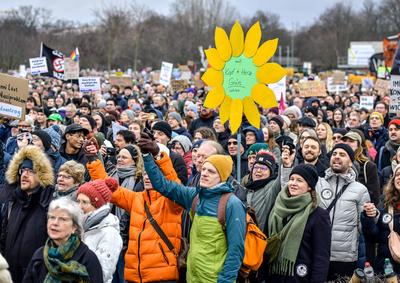 Politik , Aufstand der Anstaendigen ? Demo f?r die Brandmauer in Berlin-stock-foto