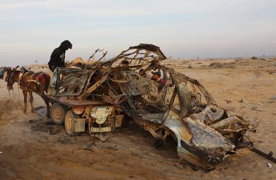 Despite a ceasefire agreement that halted a 15-month Israeli war on the enclave.According to witnesses, an Israeli drone fired two missiles near a car-stock-foto