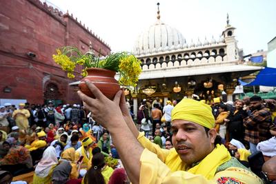 People Celebrate Basant Panchami Festival-stock-photo