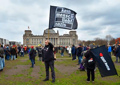 Politik , Aufstand der Anstaendigen ? Demo f?r die Brandmauer in Berlin-stock-foto