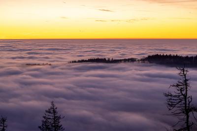 Sonnenuntergang ?ber dem Nebelmeer-stock-foto