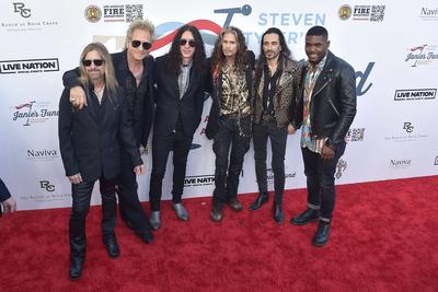 Brent Woods, Matt Sorum, James LoMenzo, Steven Tyler, Nuno Bettencourt, Gast-stock-foto