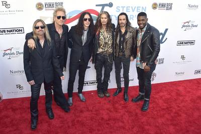 Brent Woods, Matt Sorum, James LoMenzo, Steven Tyler, Nuno Bettencourt, Gast-stock-foto