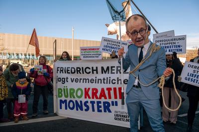 Proteste vor CDU-Parteitag in Berlin-stock-photo