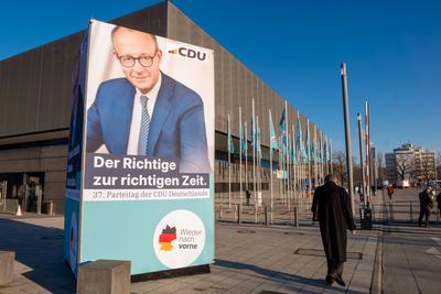 Proteste vor CDU-Parteitag in Berlin-stock-photo