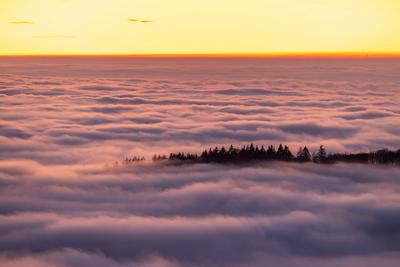 Sonnenuntergang ?ber dem Nebelmeer-stock-foto