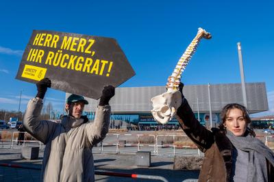Proteste vor CDU-Parteitag in Berlin-stock-foto
