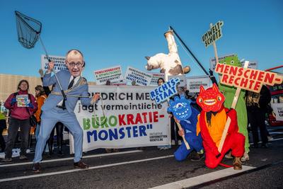 Proteste vor CDU-Parteitag in Berlin-stock-foto