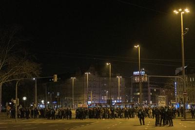 03.02.2025, Demonstrationen, N?rnberg: Am Abend demonstrierten erneut ca. 700-800 Personen aus dem linken Spektrum gegen-stock-photo