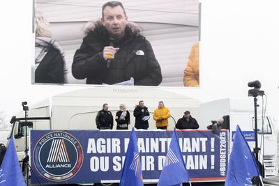 Rally called by the Alliance Police Nationale union-stock-foto