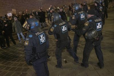 03.02.2025, Demonstrationen, N?rnberg: Am Abend demonstrierten erneut ca. 700-800 Personen aus dem linken Spektrum gegen-stock-photo
