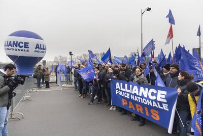 Rally called by the Alliance Police Nationale union-stock-foto