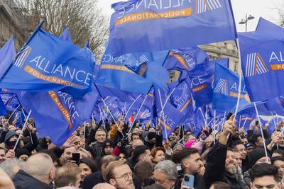Rally called by the Alliance Police Nationale union-stock-foto