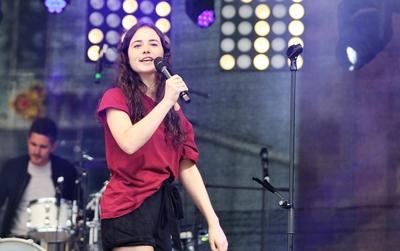 25 08 2018 Frankfurt am Main Hauptwache Lichter der Hoffnung FFM Open Air Konzert S?ngerin Adin-stock-foto