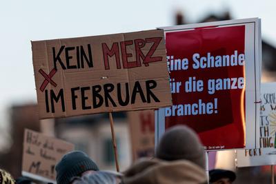 CDU Wahlkampftour 2025 Friedrich Merz vor Ort; 04.02.2025-stock-foto