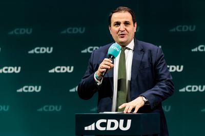 CDU Wahlkampftour 2025 Friedrich Merz vor Ort; 04.02.2025-stock-foto