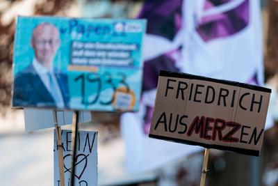 CDU Wahlkampftour 2025 Friedrich Merz vor Ort; 04.02.2025-stock-foto