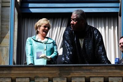 Gloria von Thurn und Taxis mit Vogue Legende Andre Leon Talley - bei der Eroeffnung der Bayreuther Festspiele ( Richard-stock-photo