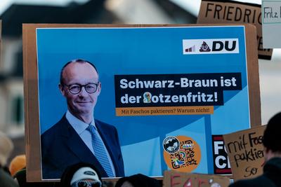 CDU Wahlkampftour 2025 Friedrich Merz vor Ort; 04.02.2025-stock-photo