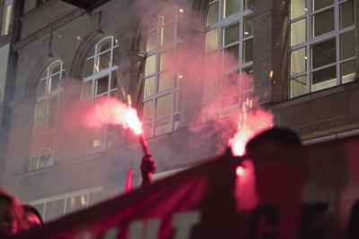 03.02.2025, Demonstrationen, N?rnberg: Am Abend demonstrierten erneut ca. 700-800 Personen aus dem linken Spektrum gegen-stock-photo