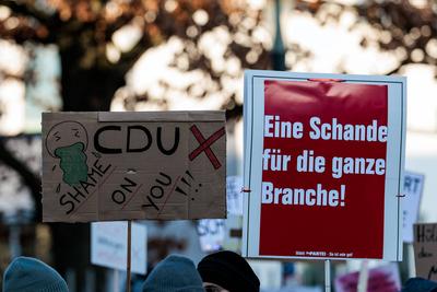 CDU Wahlkampftour 2025 Friedrich Merz vor Ort; 04.02.2025-stock-foto