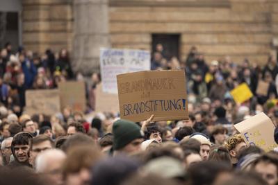 03. Februar, 2025, Freiburg im Breisgau. FDP-Chef Christian Lindner machte auf seiner Wahlkampftour Halt in der Gr?nen-H-stock-foto