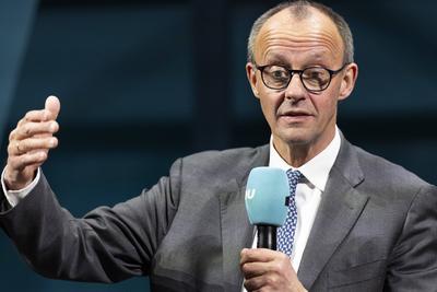 CDU Wahlkampf Friedrich Merz-stock-foto