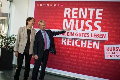 Gewerkschaft DGB Rentenkampagne Auftakt der DGB Rentenkampagne Unter dem Motto ?Kurswechsel Die ge-stock-foto