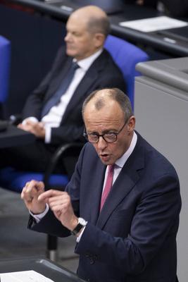 Friedrich Merz - Bundestag Zustrombegrenzungsgesetz-stock-foto
