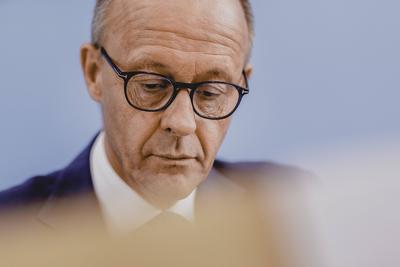 News Bilder des Tages Friedrich Merz, CDU-Parteivorsitzender, aufgenommen im Rahmen der Bundespressekonferenz zum Thema-stock-foto