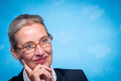 Wahlnachlese der AfD zu den Landtagswahlen in Th?ringen und Sachsen - Alice Weidel, Parteivorsitzende, auf der Pressekon-stock-foto