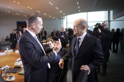 Volker Wissing, Olaf Scholz, cabinet meeting-stock-foto