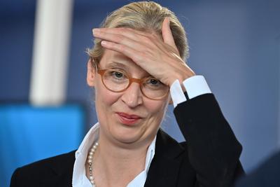 News Bilder des Tages Alice WEIDEL, Gestik,genervt, skeptisch, Einzelbild,angeschnittenes Einzelmotiv,Portraet,Portrait,-stock-foto