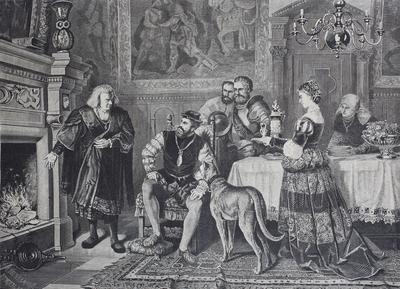 Emperor Charles V. visiting Anton Fugger at Augsburg, Germany, Anton Fugger, 1493 to 1560, a German merchant / Kaiser Ka-stock-photo