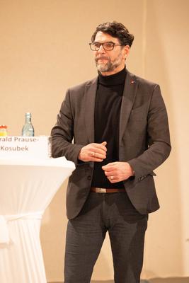 Harald Prause-Kosubek, SPD beim Wahlforum zur Bundestagswahl im Kulturzentrum Johanneskirche. L?bau, 05.02.2025 Sachsen-stock-foto
