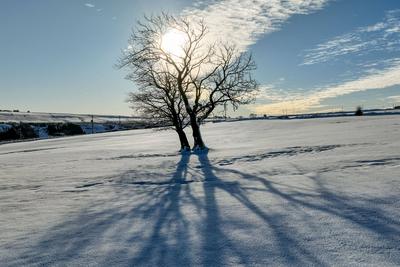 Heavy Snow over the Scammonden Bridge and Reservoir area-stock-foto