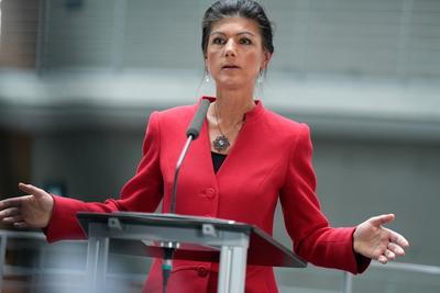 Pressekonferenz, B?ndnis Sahra Wagenknecht Pressekonferenz, B?ndnis Sahra Wagenknecht, BSW, Parteivorsitzende, Sahra Wag-stock-foto