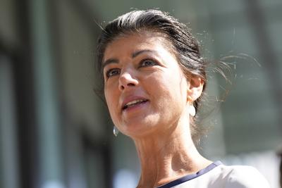 Pressekonferenz, B?ndnis Sahra Wagenknecht Pressekonferenz zu den Landtagswahlen in Sachsen und Th?ringen, B?ndnis Sahra-stock-foto