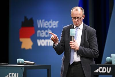 Wahlkampftour mit Kanzlerkandidat der Union, Friedrich Merz-stock-foto