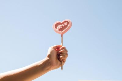 Rosa Lollipop Herz-stock-photo