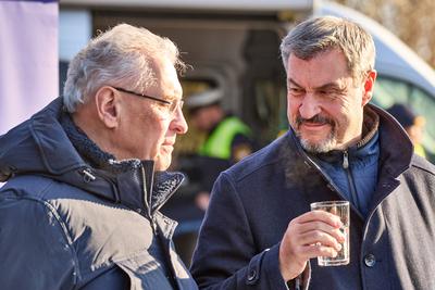Oberaudorf, Bavaria, Germany - 6 February 2025: Dr. Markus S?der (Prime Minister of Bavaria CSU) & Joachim Herrmann (Min-stock-foto